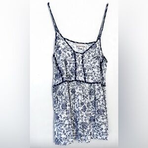 Floral Blue and White Babydoll Top